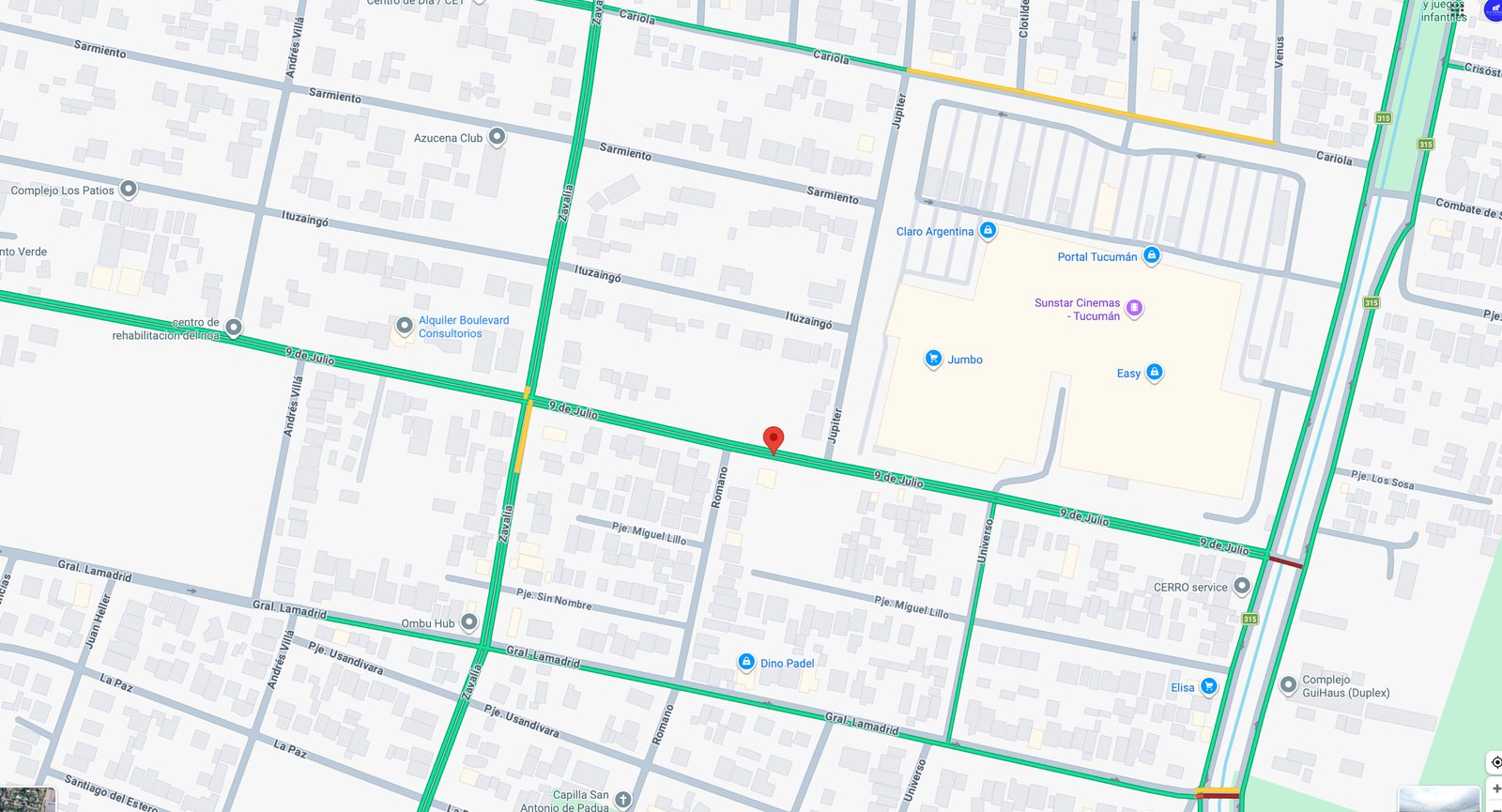 Mapa de ubicación de CIC sobre Boulevard 9 de Julio, Yerba Buena, Tucumán
